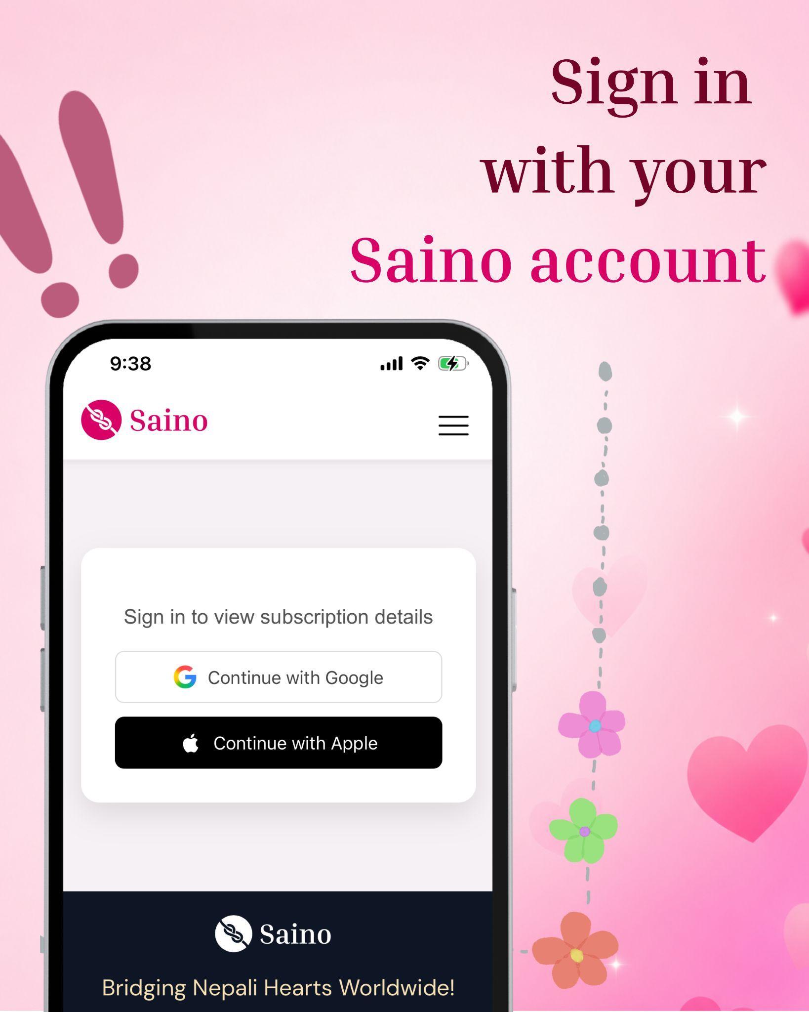 Sign in with Saino