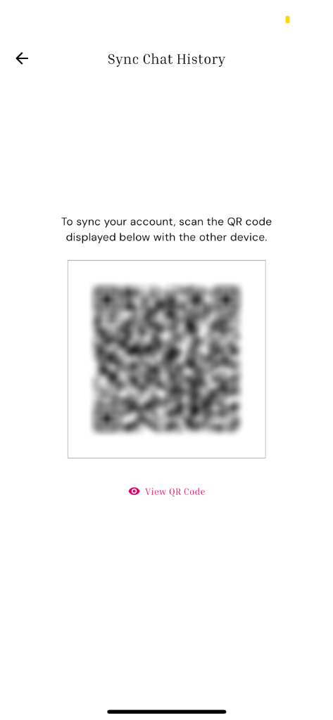 Generated QR code for syncing chat history