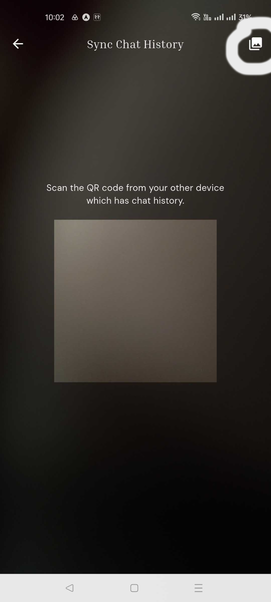 Scanning the QR code to restore chat access
